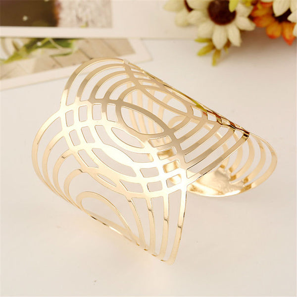 Oval Geometric Cuff Bracelet