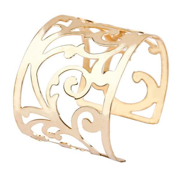 Golden Hollow Flower Cuff Bracelet