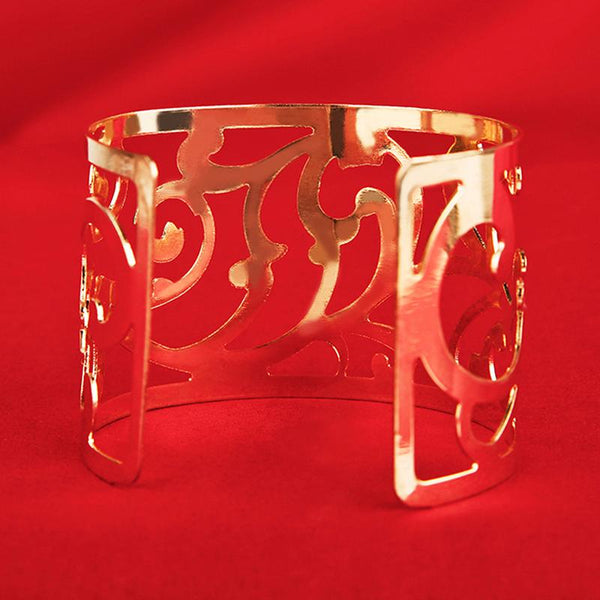 Golden Hollow Flower Cuff Bracelet