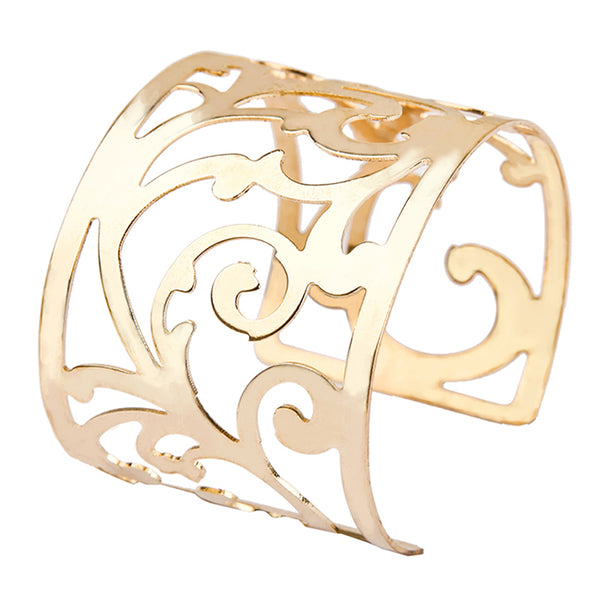 Golden Hollow Flower Cuff Bracelet