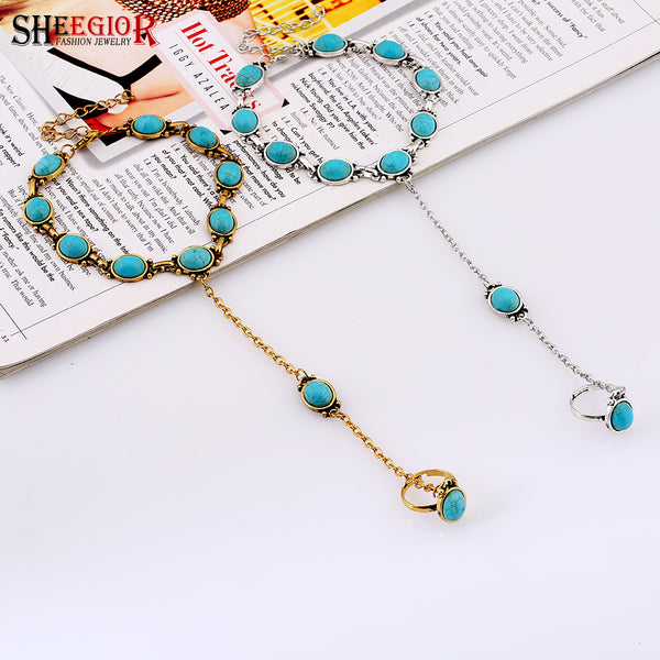 Bohemian Blue Bead Charm Bracelet