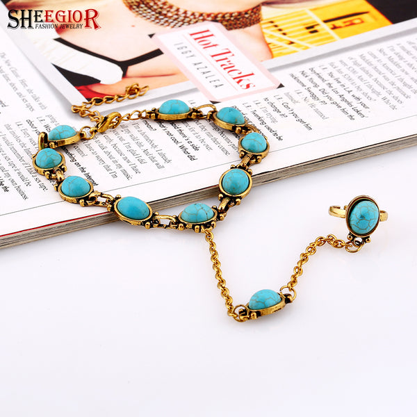 Bohemian Blue Bead Charm Bracelet