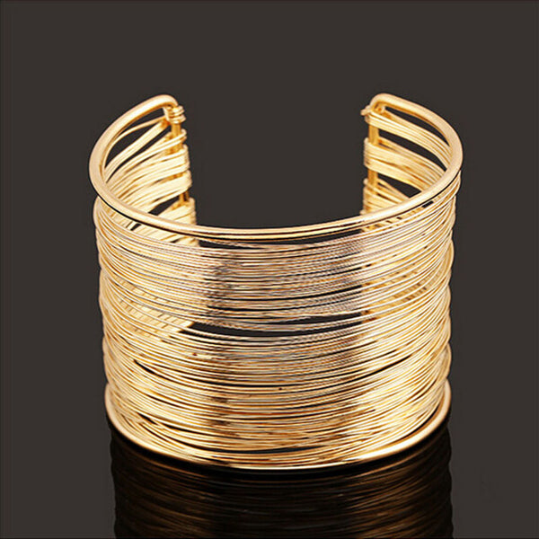 Metal Multilayer Strings Cuff Bracelet